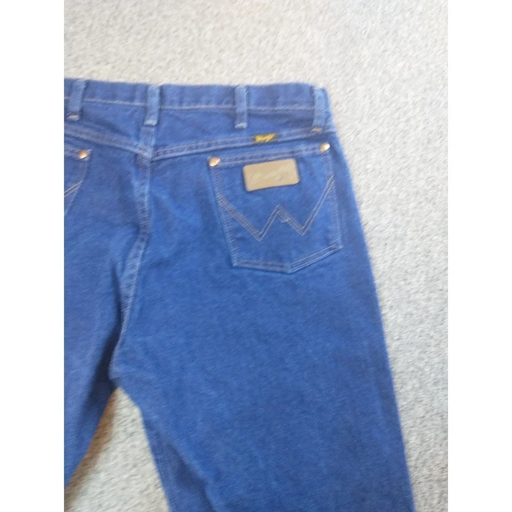 Wrangler Cowboy Cut Mens Jeans Indigo Blue Straight Leg Denim Pants 34x31